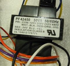 Example of transformer. Packard 24 volt transformer with 50 VA rating 